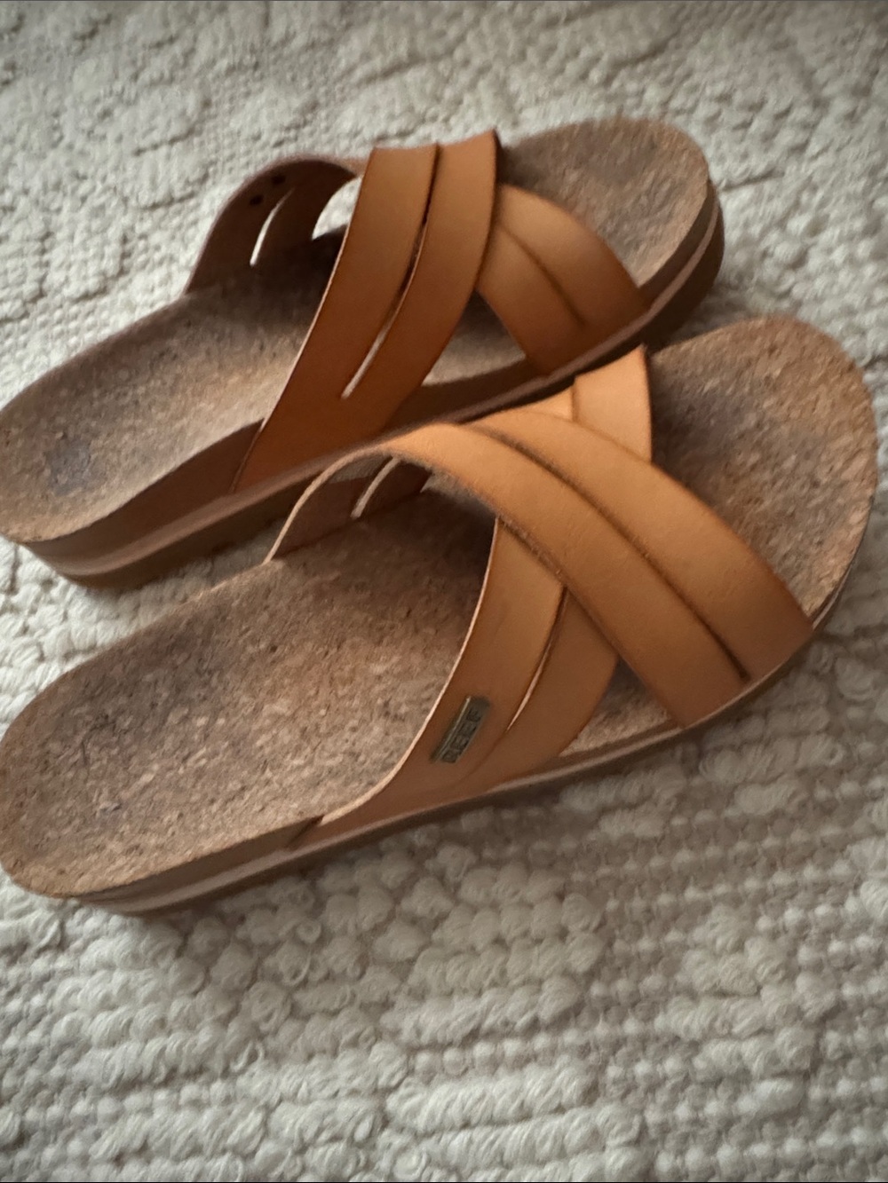 Reef Women's Tan Crisscross Slide Sandals